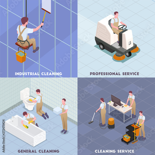 Cleaning Isometric Icon Set