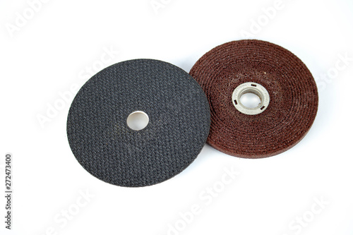 cutting wheels disc and grinding wheels abrasive disc isolated white background photo close up