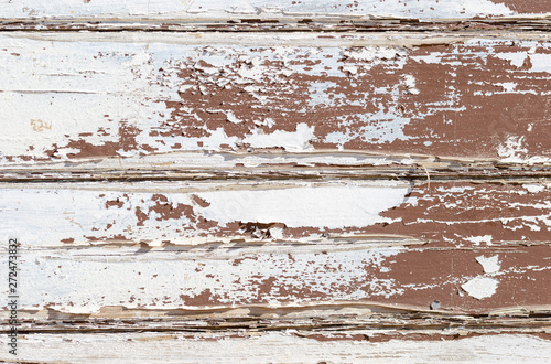 Grunge Wooden Texture Wall with White Paint is severely peeling Old Style Abstract Background