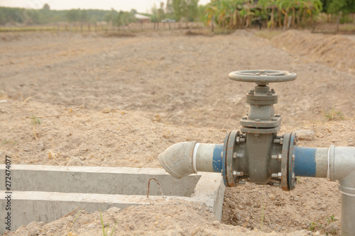 Irrigation pipe and water valve For farming In the countryside.