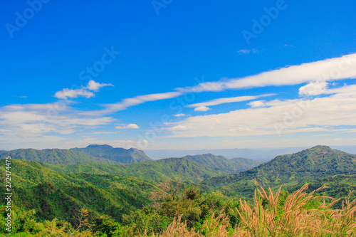 Beautiful blue sky. Mountain views Tropical forest, There are clouds and sunny.