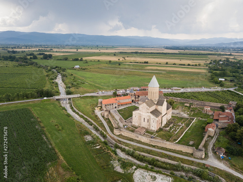 Aerial drone view Alaverdi Monastery in Kakheti, Georgia photo