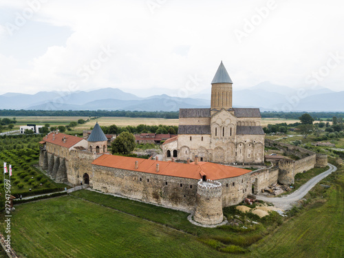 Aerial drone view Alaverdi Monastery in Kakheti, Georgia photo