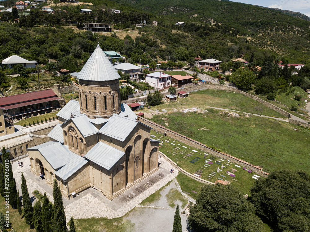 Aerial view to Samtavro Monastery in Mtskheta, Georgia Aerial view to Samtavro Monastery in Mtskheta, Georgia