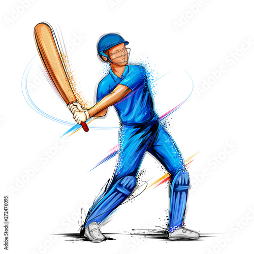 illustration of batsman playing cricket championship sports 2019
