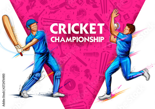 illustration of batsman playing cricket championship sports 2019
