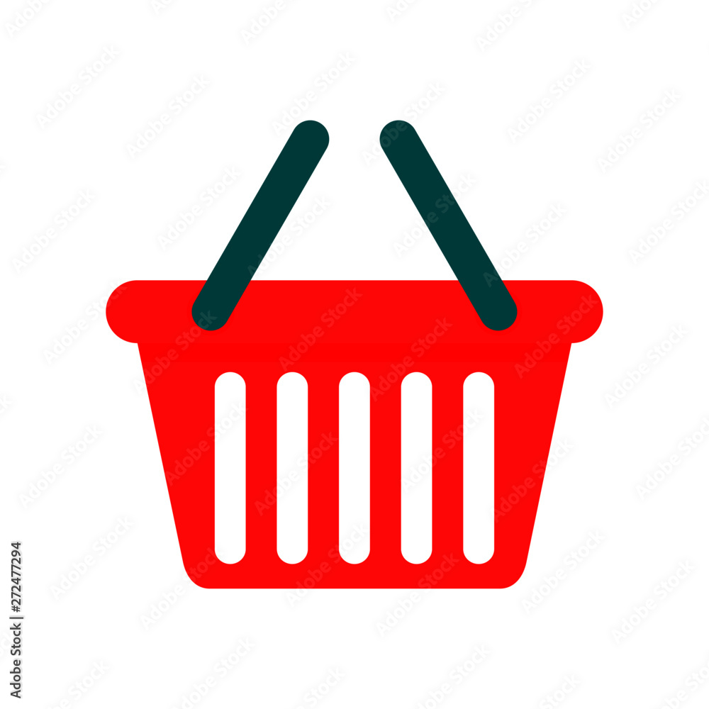 red shopping basket isolated on white background. vector Illustration. red shopping basket isolated on white background. vector Illustration.