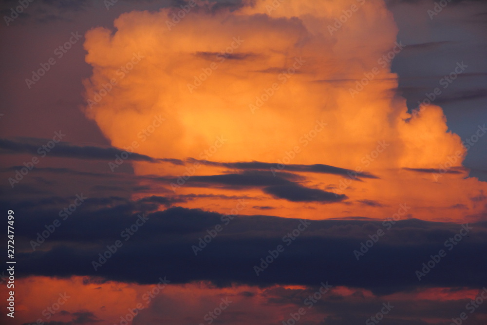 Beautiful sunset in the clouds - summer evening