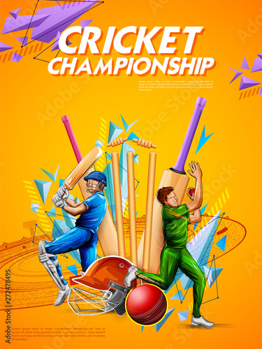 illustration of batsman playing cricket championship sports 2019