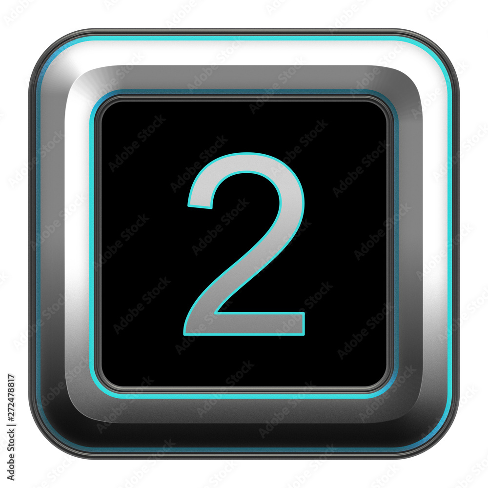 Number 2, square metallic design Number 2, square metallic design