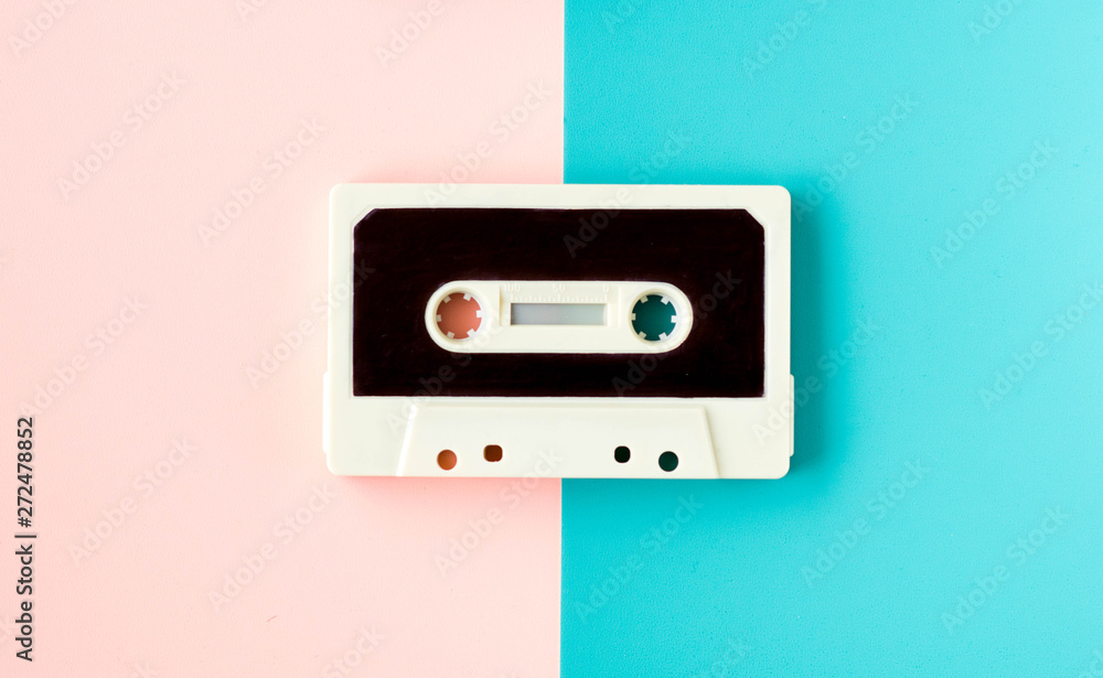 Obraz premium old cassette for tape recorder in happy pastel colors background