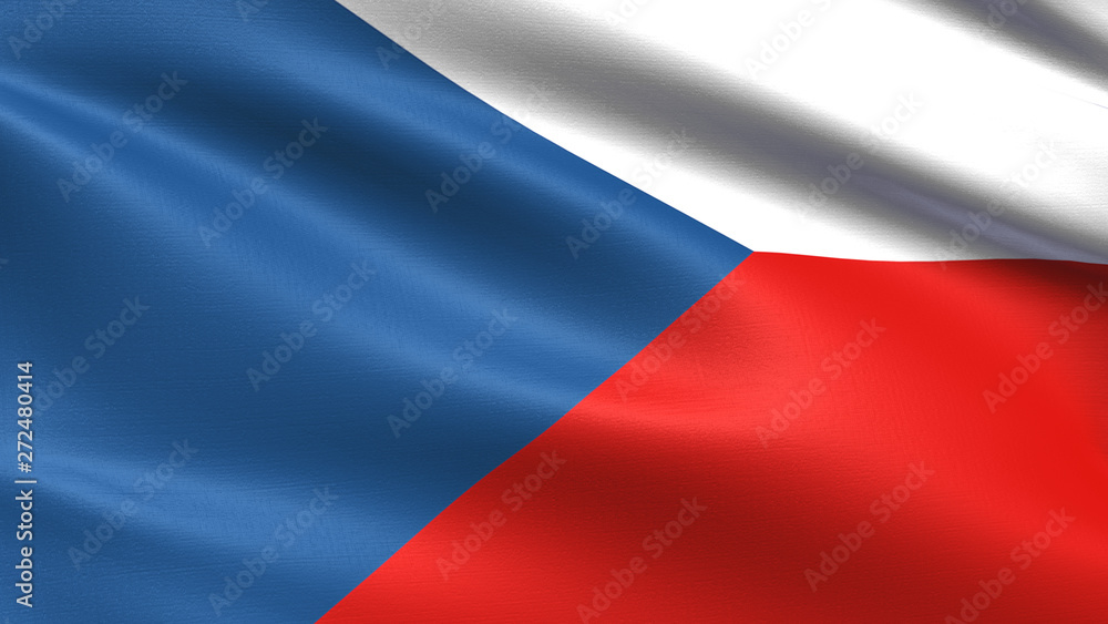 Obraz premium Czech Republic flag, with waving fabric texture