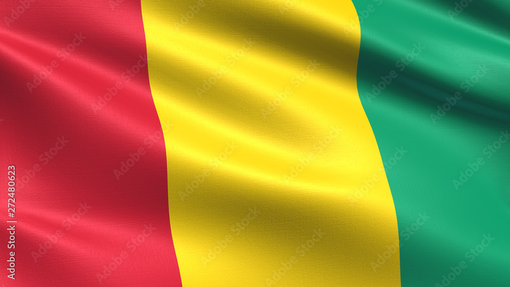 Guinea flag, with waving fabric texture Guinea flag, with waving fabric texture