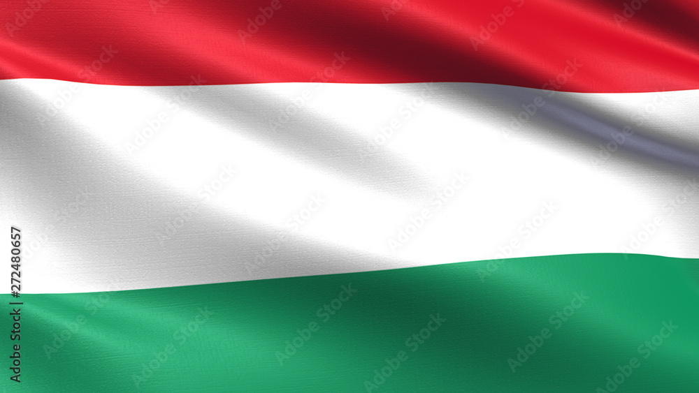 Hungary flag, with waving fabric texture