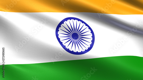 India flag, with waving fabric texture