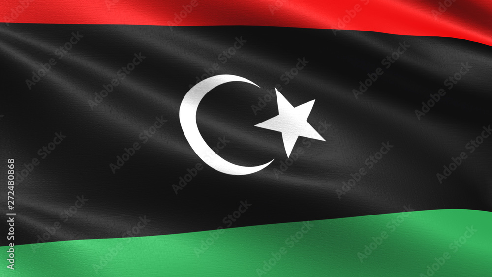 Libya flag, with waving fabric texture Libya flag, with waving fabric texture