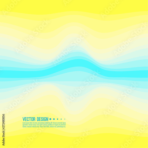Distorted wave colorful texture. Abstract dynamical rippled surface. Vector stripe deformation background. Transition and gradation of color.