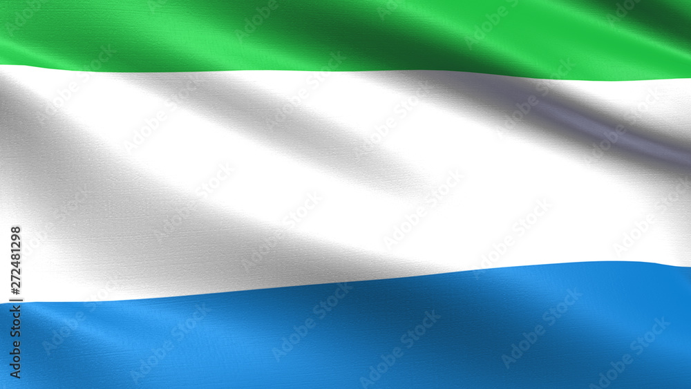 Sierra Leone flag, with waving fabric texture