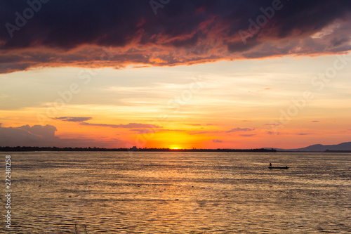 Mekong River in Pakse  South of Laos against sunset