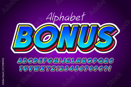 Colorful 3d display font design, alphabet, letters