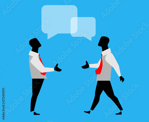 Businessmen stretching hans to handshake. Copy space. Illustration, sketch, clip art, vector.