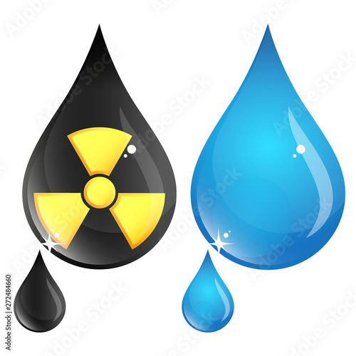 Polluted and clean water drop symbol to filter