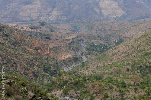 Entoto chain mountains and Jemma Valley in Oromo Region of Ethiopia photo