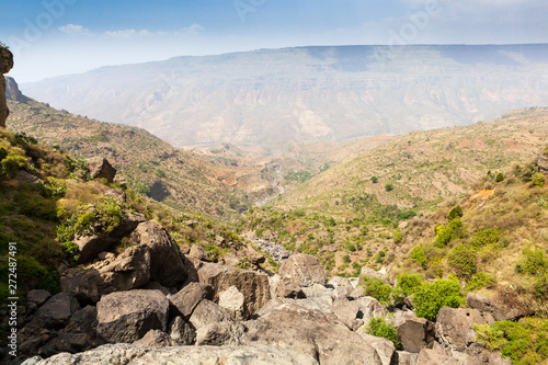 Entoto chain mountains and Jemma Valley in Oromo Region of Ethiopia