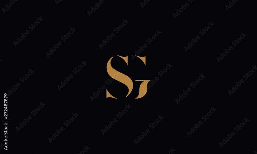 Sg initial letter gold calligraphic feminine Vector Image