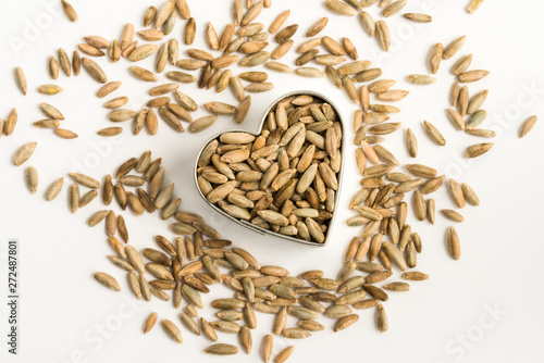 Whole Grain Milling Rye In a Heart Shape