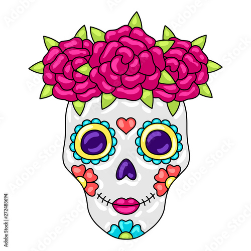 Day of the Dead sugar skull with floral ornament.