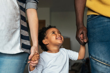 Happy family having fun at home