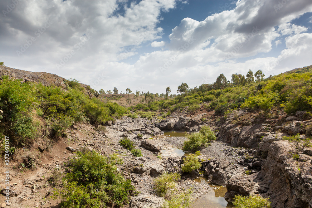 Obraz premium Entoto chain mountains and Jemma Valley in Oromo Region of Ethiopia