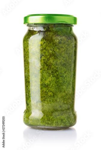 Jar of pesto sauce