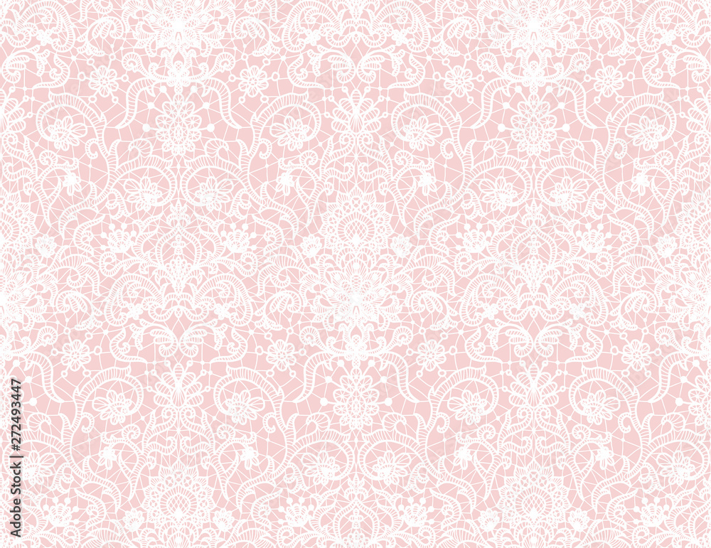 Seamless pink lace background with floral pattern Seamless pink lace background with floral pattern