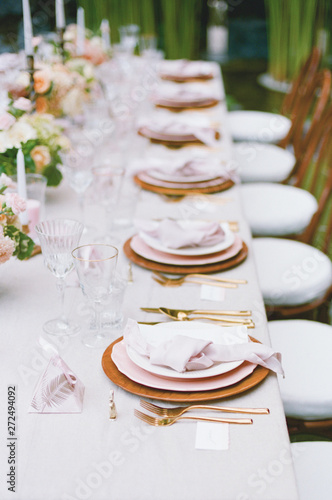 Elegant Outdoor wedding place setting photo