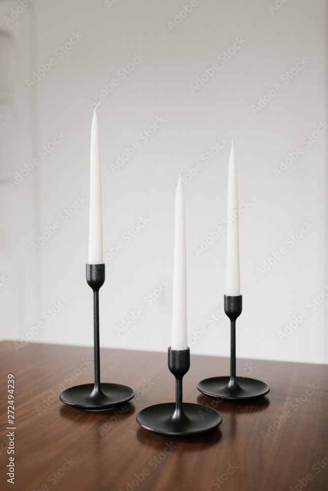 Black and white tapered candle set Black and white tapered candle set