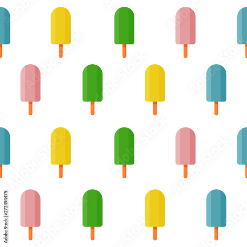 Ice cream cone seamless pattern on white background. vector illustration.