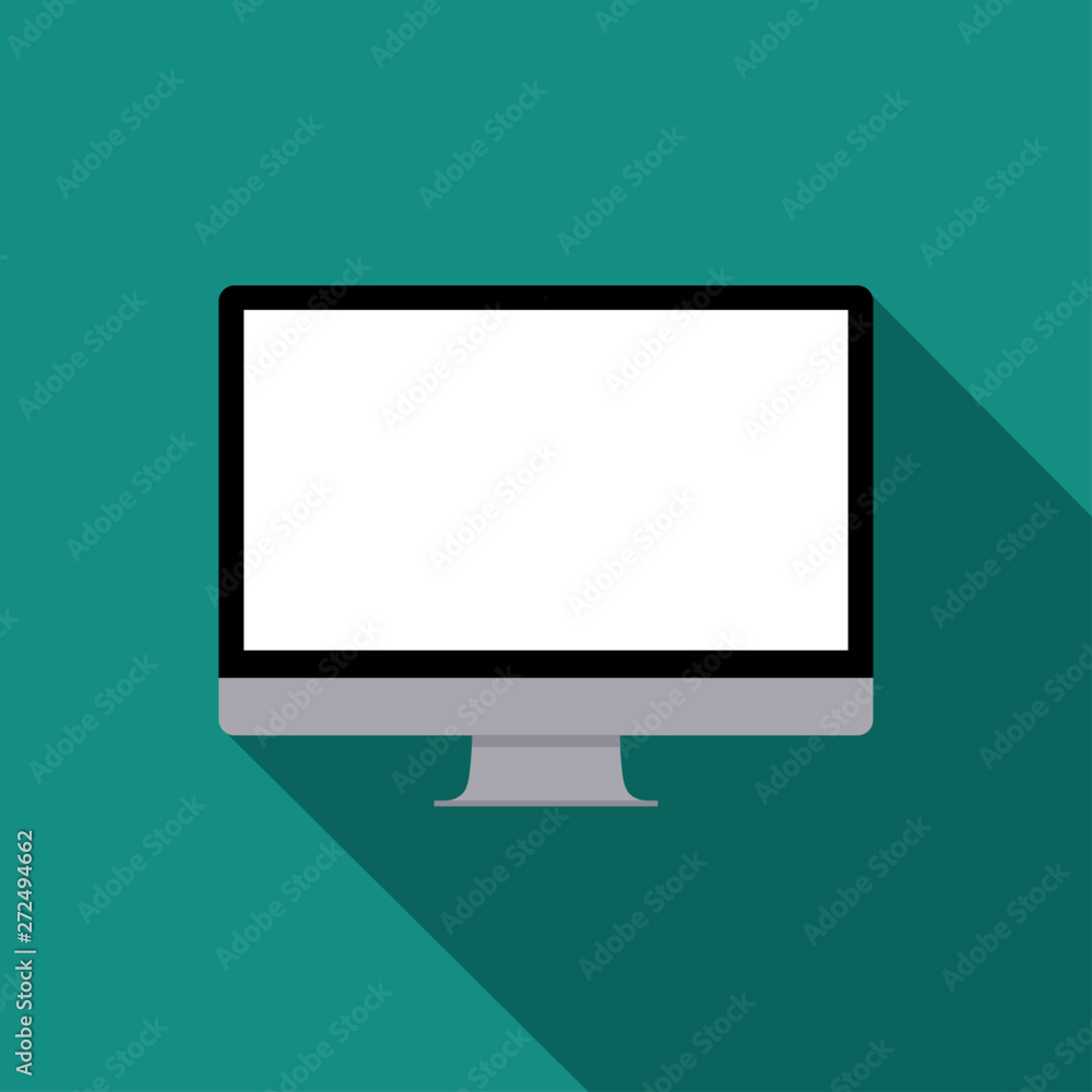 realistic black computer display Isolated on blue background. Vector Illustration. realistic black computer display Isolated on blue background. Vector Illustration.