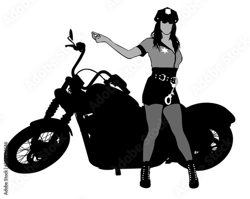 People and old bike on white background