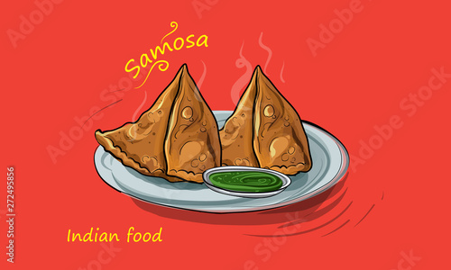 samosa vector illustration indian street food
