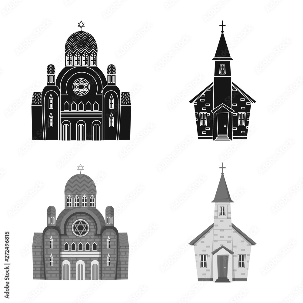 Vector design of cult and temple sign. Collection of cult and parish vector icon for stock.