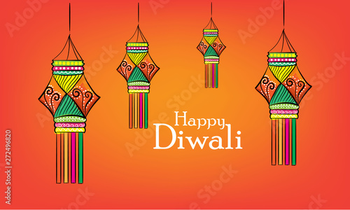 diwali paper lantern vector illustration