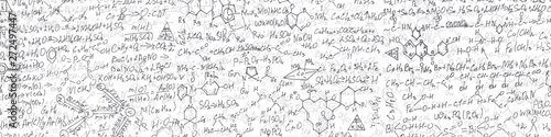 Handwritten formulas background.School background in chemistry .Letters and numbers .