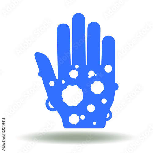 Hand blebs and blisters icon vector. Eczema or dermatology psoriasis logo. Skin dermatitis disease illustration. Epidermis infection sign.