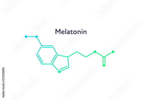 Vector hormones gradient banner template. Minimalist style melatonin structure on white. Hormone assosiated with sleep disorder. Design for science, education, presentation.