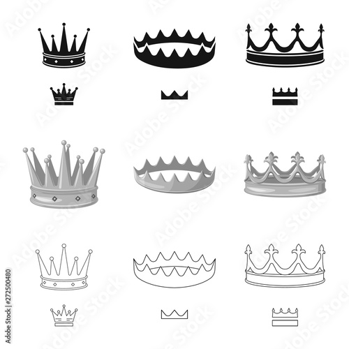 Vector illustration of medieval and nobility symbol. Collection of medieval and monarchy stock symbol for web.