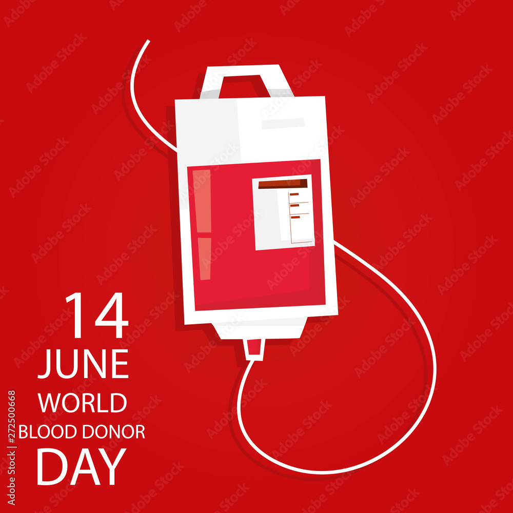 Fototapeta premium Modern vector illustration of World blood donor day. Donate blood concept. 14 June