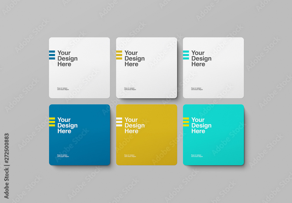 6 Square Rounded Corner Business Card Mockup Stock Template | Adobe Stock