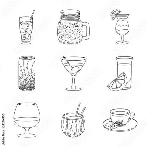 Isolated object of drink and bar symbol. Collection of drink and party vector icon for stock.